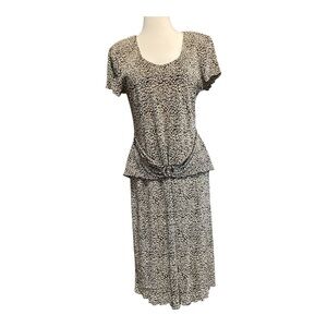 Dress Barn dress self belt twisted at hip short sleeve black tan  no wri…